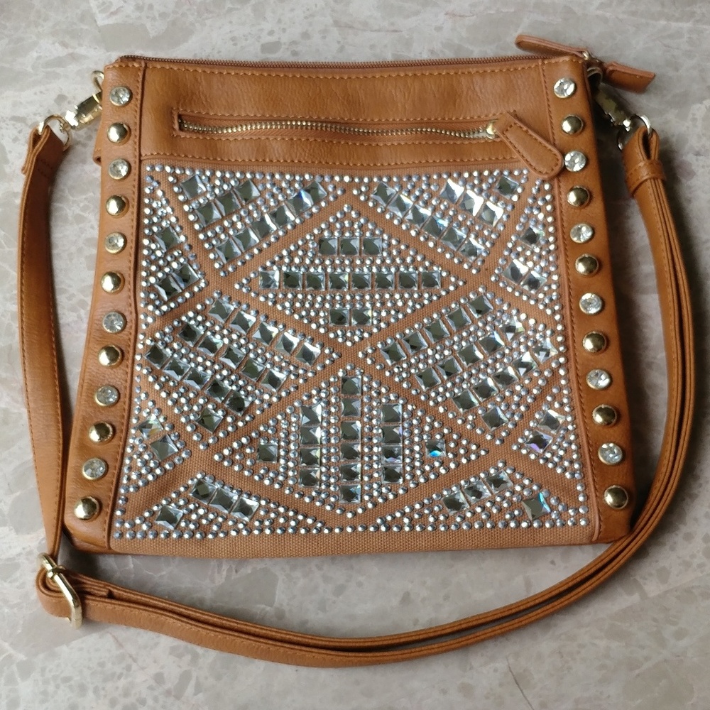 NWOT brown rhinestone purse